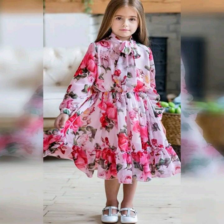 "Soft as a cloud, pretty as a flower 🌸 – Linen printed frock for your little angel!" 1722
