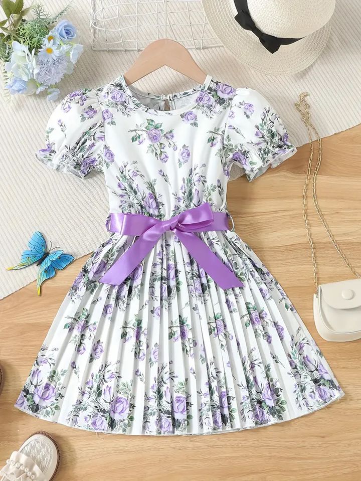 Stylish comfort for your sunshine ☀️ – Explore our new linen printed baby frock!" 1736