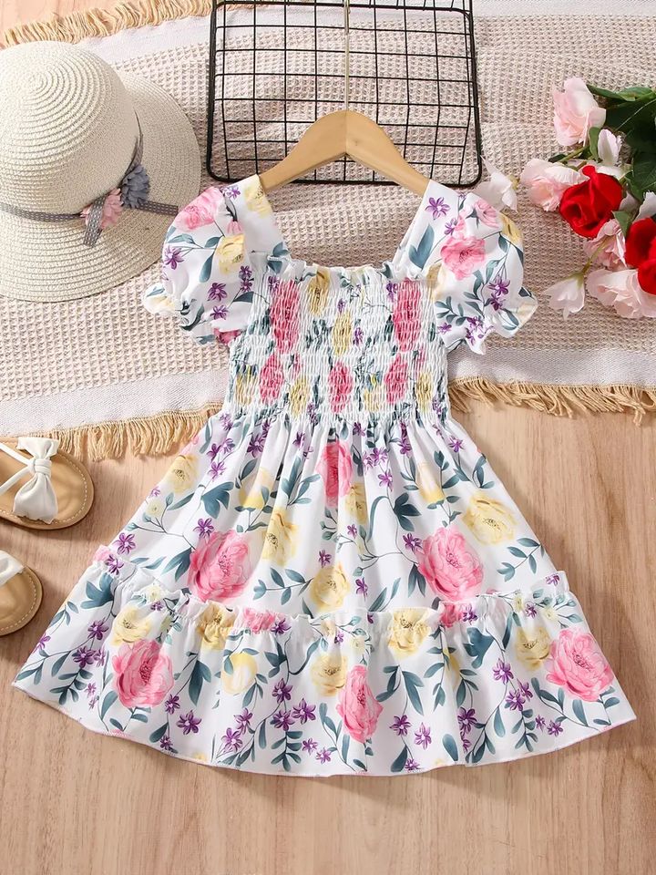 "Stylish comfort for your sunshine ☀️ – Explore our new linen printed baby frock!" 1741