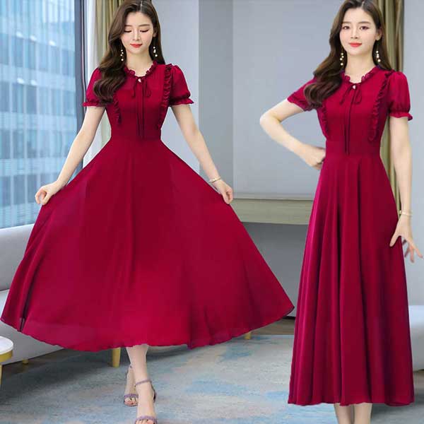 Women's stylish neck Design Weightless Georgette Long Kurti 542
