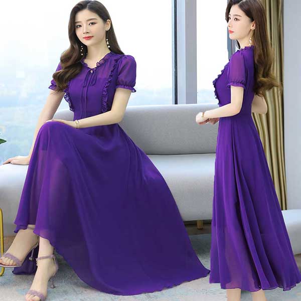 Women's stylish neck Design Weightless Georgette Long Kurti 543