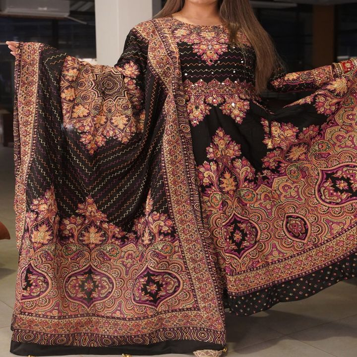 Exclusive Stylish real mirror Anarkali Gown Premium Quality 240 Ger With Mask 2002