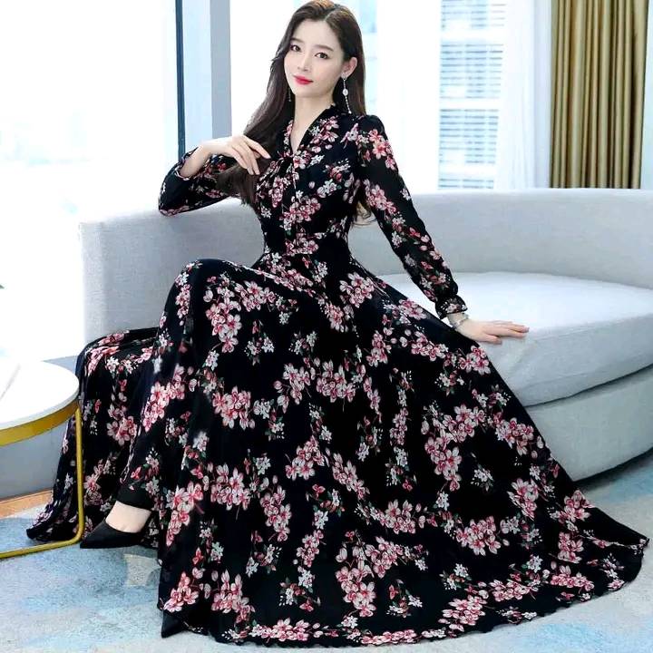 Women High Quality China Neckline Tie Long sleeve Long Kurti Black Color 1521