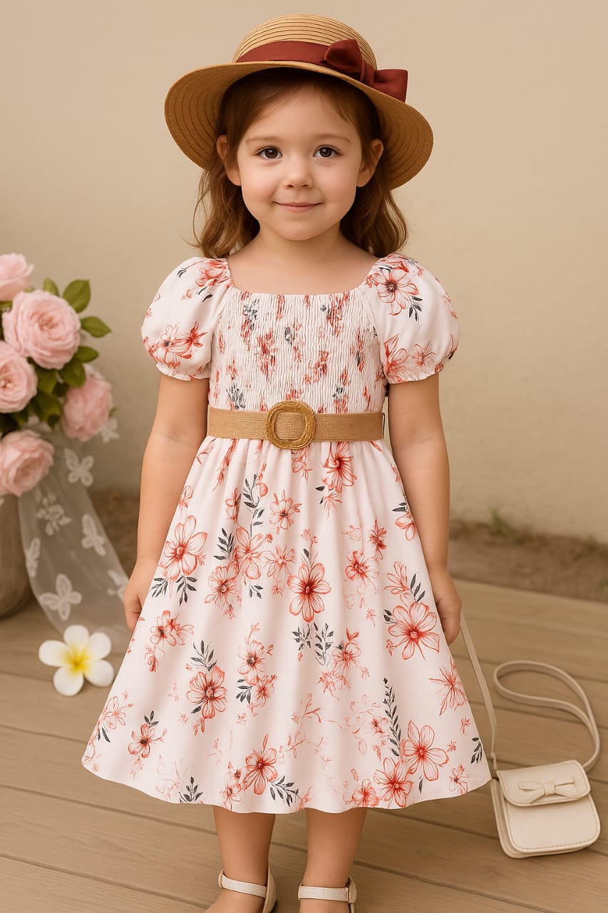 "Stylish comfort for your sunshine ☀️ – Explore our new linen printed baby frock!" B-1725