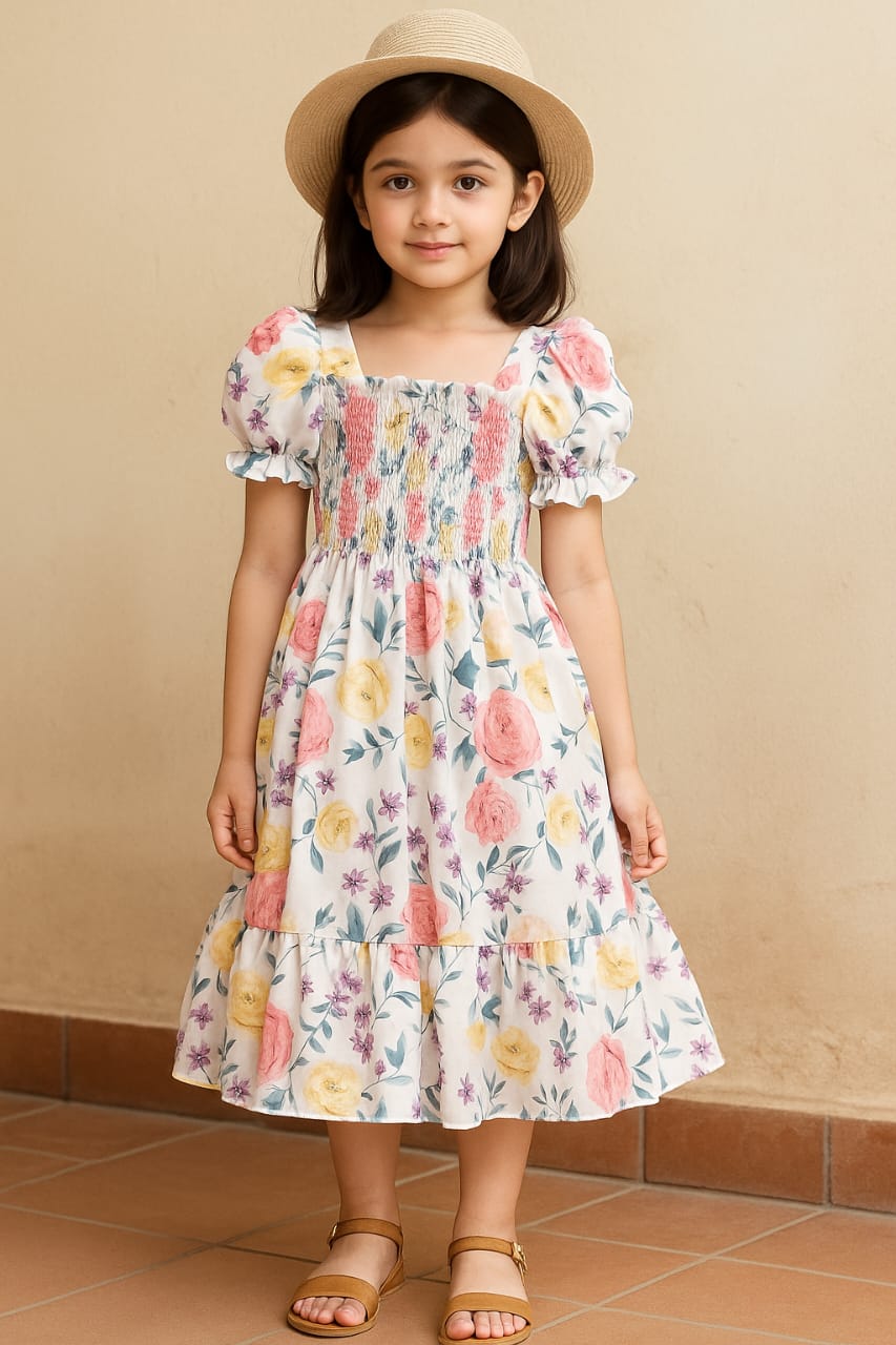 "Stylish comfort for your sunshine ☀️ – Explore our new linen printed baby frock!" B0-1741