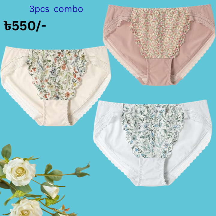 3 pieces Combo Pack Womens Wear Print Panty Stylish and Fashionable underwear P-21