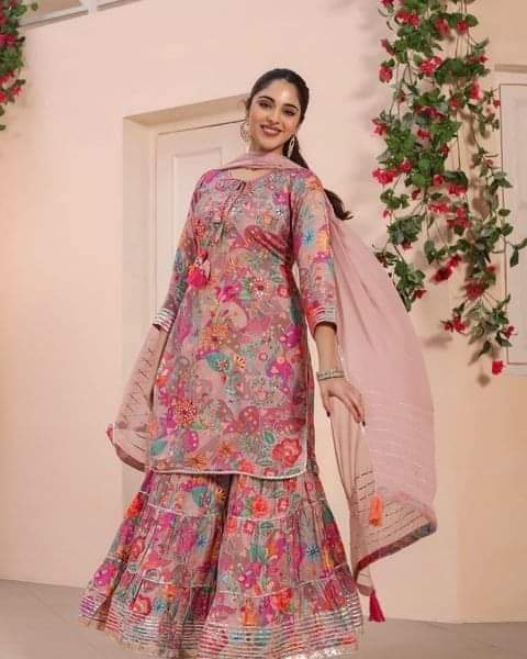 Stylish Exclusive real mirror three pcs (Full Ready Pant, Kameez , Orna) Premium Quality 2057