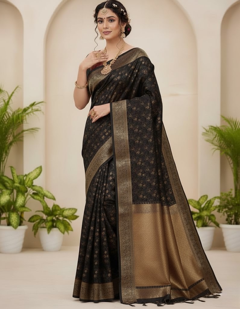 🌸 ফ্যাশনেবল লুকের জন্য প্রিমিয়াম কাতান শাড়ি – ব্লাউজ পিসসহ সম্পূর্ণ সেট Code :- 7006