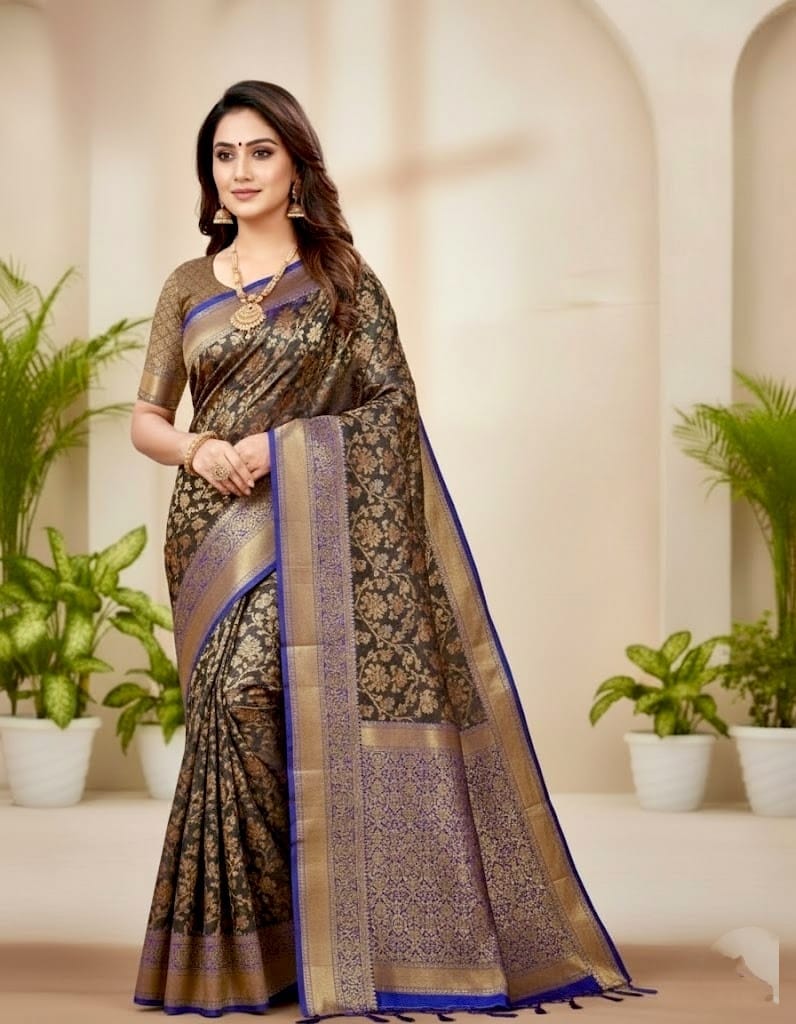 “Shine in Style with Sleek Katan Saree and Blouse Piece” Code :- 7007