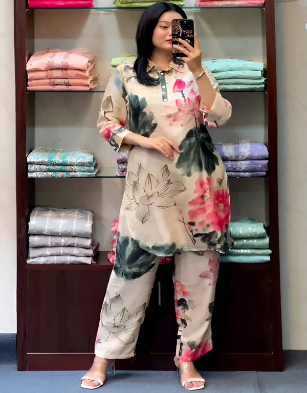 Floral Breeze Co-Ords Set Style comfort  1835