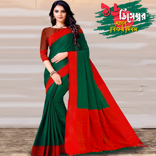 16 December Bijoy dibosh Red Green Saree , লাল সবুজ শাড়ি BD_816